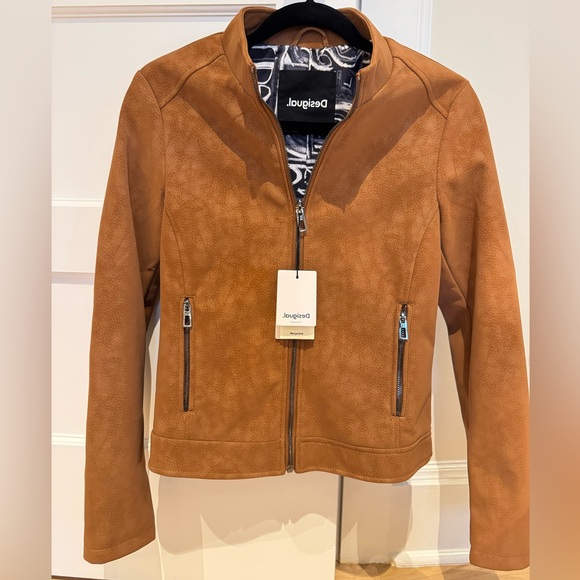 Desigual Jackets & Blazers - Desigual Tan/Brown Fuax Leather Jacket